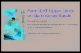 Fermi-LAT Upper Limits on Gamma-ray Bursts-1) Daniel Kocevski - 2009 Fermi Symposium, Nov 2nd-5th 2009 Conclusions Only ~52% of Fermi GRBs are in LAT ﬁeld of view Flux limit ~ few
