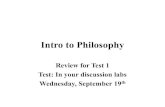 Homepages at WMU - Intro to Philosophyhomepages.wmich.edu/~baldner/t1reviewfall18.pdf · 2018. 9. 18. · “On Behalf of the Fool” Gaunilo’s Challenge to Anselm . Gaunilo (in