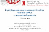 Post-Keynesian macroeconomics since the mid-1990s main … · 2020. 1. 30. · •Harrodian/Marxian critique (Dumenil/Levy 1999, Shaikh 2009, Skott 2010, 2012): Deviation of utilisation
