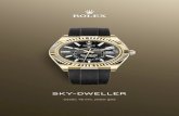 Sky-Dweller...Sky-Dweller in 18 ct yellow gold with a bright black dial and an Oysterflex bracelet. This distinctive watch is characterized by its second time zone display on an off-centre