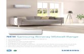 NEW Inverter Light · NEW Samsung Boracay Midwall Range SPECIFICATIONS Available from 9000 to 24 000 Btu/h, the sleek new Boracay range comes with all the features that have made