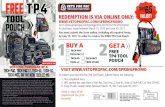 FREE TP4 TOOL REDEMPTION IS VIA ONLINE ONLY · 2017. 3. 14. · FREE TP4 TOOL POUCH WITH THE PURCHASE OF A TECH-PAC, TECH PAC LT, TECH-XL, TECH-LC, TECH-MCT, OR THE NEW TECH OT-MC