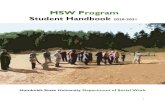MSW Program Student Handbook 2020-2021...MSW Course of Study 20 . Campus MSW Programs 20 . 2 Year Foundation MSW Program - Campus 20 . 1 Year Advanced Standing MSW Program - Campus