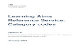 Learning Aims Reference Service: Category codes...All Learning Aim Class Code Categories 15. We use this category to identify learning aim class codes (these are generic aims to represent