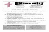 AY A — April 3, 2016 Welcome to worship at Redeemer!storage.cloversites.com/redeemerlutheranchurch1/documents...1 AY A — April 3, 2016 Welcome to worship at Redeemer! A Newsletter