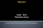Autar Kaw Humberto Isaza - MATH FOR COLLEGE · 1. define a vector, 2. add and subtract vectors, 3. find linear combinations of vectors and their relationship to a set of equations,