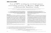 ARTCULO ESPECIAL Use of HPV testing in cervical cancer … · 2019. 9. 30. · ARTCULO Hurtado-Salgado E y col.ESPECIAL 722 salud pblica de méxico vol. 60, no. 6, noviembre-diciembre