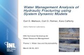 Water Management Analysis of Hydraulic Fracturing using ...well drilling rate of 8 ft/hr was estimated from average limestone and sandstone drilling rates. Drilling mud and seepage