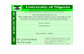 University of Nigeria · Howcvcr, it couId bc sin that thc dcsirc Tor t11c.sc cx~rinsic rcwarrl oricn td I alucs has arkctcil thc cxecr prcfmncc of s~udc~m [t has made a lot of stu~fcnls