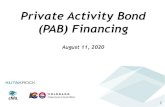 Private Activity Bond (PAB) Financing · 2020. 8. 25. · Limit PAB to 52% - 55% of the aggregate basis Continue recycling SF and MF PAB Reserved $125 million to assist in supporting