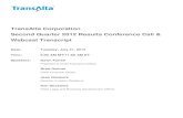 TransAlta Q2 2012...©TransAlta Corporation 2012 1 OPERATOR: At this time, I would like to turn the conference over to Jess Nieukerk, Director of Investor Relations. Please go ahead,