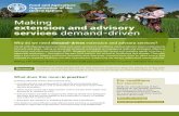 Making extension and advisory services demand-drivendemand and supply is critical. A roster of certified or qualified advisory service providers may be created and make accessible