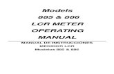 Models 885 & 886 LCR METER OPERATING MANUAL · The B&K Precision Models 885 & 886 Synthesized In-Circuit LCR/ESR Meter is a high accuracy hand held portable test instrument used for