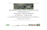 HIMALAYAN LANGUR PROJECT FINAL REPORT (2012-2013)...India-Chamba, Himachal Pradesh- May 2012 to May 2013. Names of any institutions involved in organizing the project or participating