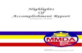 Highlights Of Accomplishment Report...** Uniform Ordinance Violation Receipt, approved for use in place of the MMDA Traffic Violation Receipt (TVR) and MM LGUs’ Ordinance Violation