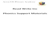 Read Write Inc Phonics Support Materials · The following pack of materials is to help you support your child at home with their phonics journey. The first pages can be used as they