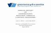ANNUAL REPORT OF EXPENDITURES REGIONAL TOBACCO … › topics › Documents › ...Jun 30, 2013  · Elimination of Exposure to Second-Hand Smoke $ 418,300 $ 416,275 IV. Evaluation
