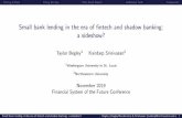 Small bank lending in the era of fintech and shadow banking: a … · 2019. 11. 15. · a sideshow? Taylor Begley1 Kandarp Srinivasan2 1Washington University in St. Louis 2Northeastern
