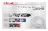 Q4 2012 Earnings Conference Call · 2013. 3. 11. · l S Net sales of $90.5 million compared to $89.3 million in Q4 2011, including unfavorable foreign currency translation of $1.3