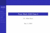 From Math V2 Partial From Math 2220 Class 4pi.math.cornell.edu/~back/m222_f14/slides/sep5_v2.pdfFrom Math 2220 Class 4 V2 Partial derivatives Derivative Def Chain Rule Tangent Planes