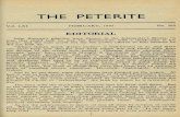 THE PETERITE · 2014. 1. 16. · THE PETERITE Vol. LXI FEBRUARY, 1970 No. 382 EDITORIAL John Bunyan's pilgrims were shown, in the Interpreter's House, "a man that could look no way