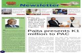 Department of Finance Newsletter · Newsletter Issue No.1 February, 2020 Paita presents K1 million to PAC Minister for Finance and Rural Development Hon. Rainbo Paita has presented
