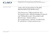 GAO-20-487, VA ACQUISITION MANAGEMENT: Actions ...Prime Vendor Program and Inform Future Decisions September 2020 GAO-20-487 United States Government Accountability Office United States