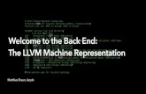 LLVM Machine Representation to...Program Representations This Tutorial! AST LLVM IR Selection DAG LLVM MIR MC Front-end Machine Independent Optimization Instruction Selection Machine