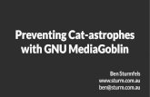 Preventing Cat-astrophes with GNU MediaGoblin...Built upon Jinja2 templates WTForms form validation and rendering Werkzeug URL routing, request/response (WSGI) SQLAlchemy database