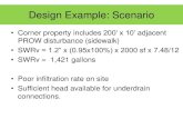 Design Example: Scenario · 2014. 7. 29. · Design Example: Scenario • Corner property includes 200’ x 10’ adjacent PROW disturbance (sidewalk) • SWRv = 1.2” x (0.95x100%)