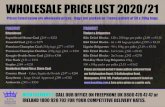 WHOLESALE PRICE LIST · 2020. 11. 13. · WHOLESALE PRICE LIST 2020/21 Prices listed below are wholesale prices - Bags are packed on 1 tonne pallets of 50 x 20kg bags. PRODUCT Bituminous