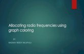 Allocating radio frequencies using graph coloringdragan/ST-Spring2016/Allocating radio... · 2016. 3. 16. · Graph construction Here the mission is to assign different frequencies