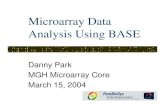 Microarray Data Analysis Using BASEpga.mgh.harvard.edu/Parabiosys/education/classes/mgh_base_tutorial-dpark.pdfMicroarray Data Analysis Using BASE Danny Park MGH Microarray Core March