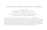 Geometric control of modular Jacobiansmatyd/JHC70/Hida.pdf · ∗Geometric control of modular Jacobians Haruzo Hida Department of Mathematics, UCLA, Los Angeles, CA 90095-1555, U.S.A.