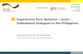 Experiences from National Local Subnational Dialogues in the … 3... · 2015. 6. 25. · Board (NWRB) • Department of Agriculture (DA) plus attached agencies, particularly National