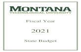 Montana Tech FY21 State Budget...8/10/20 Final 2020-2021 F.T.E. 2020-2021 Personal Services 2020-2021 Operations 2020-2021 Capital 2020-2021 Recharge 2020-2021 Total INSTRUCTION 2020-2021