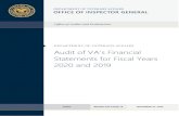 Audit of VA s Financial Statements for Fiscal Years 2020 ...AUDIT REPORT #20-01408-19 NOVEMBER 24, 2020 Office of Audits and Evaluations DEPARTMENT OF VETERANS AFFAIRS Audit of VA’s