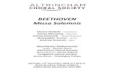 BEETHOVEN Missa Solemnis - Altrincham Choral Society · 2019. 1. 17. · BEETHOVEN Missa Solemnis Steven Roberts - Conductor Emma Morwood - Soprano Emma Stannard - Mezzo Soprano Christopher