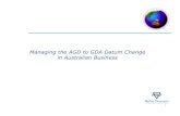 Managing the AGD to GDA Datum Change in Australian …• GDA is an acronym for Geocentric Datum of Australia (GDA) • GDA is the new national mapping and co-ordinate datumbeing implemented