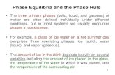 Phase Equilibria and the Phase Rule · comprises three coexisting phases: ice (solid), water (liquid), and vapor (gaseous). • The amount of ice in the drink depends heavily on several