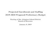 Projected Enrollment and Staffing 2019-2020 Proposed ... · STAFFING PROJECTIONS 2019-2020 2019-20 2018-19 Projected Actual 2019-20/2018-19 Staffing # Grey Box ** Level Enrollment