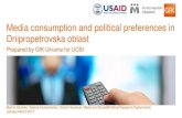 Media consumption and political preferences in ......Nashe radio Radio Pyatnitsa Retro FM Melodiya Europa Plus Dnepropetrovsk 6% 5% 5% 5% 5% 4% 4% 4% 3% 3% segodnya.ua ictv.ua tsn.ua