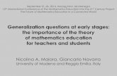 Generalization questions at early stages: the importance ...€¦ · September 21–26, 2014, Herceg Novi, Montenegro 12th International Conference of The Mathematics Education into