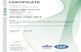 ISO 9001 Certification DEKRA - Digital Edge Edge...CERTIFICATE . Certificate Number: 171377.01 . The Information Security Management System of: Digital Edge Ventures . 7 Teleport Drive