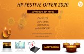 HP FESTIVE OFFER 2020 - RedeemNow.inHAPPY DIWALI 11th Oct’20 to 22nd Nov’20. HP FESTIVE OFFER 2020* Offer applicable on select range of HP Laptops and AIOs Valid only on HDFC/Axis/ICICI