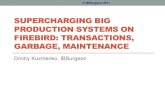 Superchaging big production systems on Firebird ......with transactions, garbage and maintenance •Tools are available to be adopted by any experienced Firebird professional Special