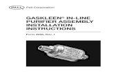 GasKleen® In-Line Purifier Assembly Installation Instructions · 2017. 4. 4. · Propene/Propane (C 3H 8) Butane (C 4H 10) Cyclopropane (c-C 3H 6) Dimethyl Ether ((CH 3) 2O) Carbon