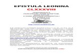 1 EPISTULA LEONINA CLXXXVIII 188.pdf · 2019. 1. 29. · LATINA. SI TAMEN TALES EPISTULAS ACCIPERE NON VIS, RESCRIBE ... (p.10-22). Gratias ago plurimas Gaio nostro, qui in epistula