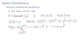 Bernoulli if Xel p )=p Var(x)=E(X Elx5=p-p2=p( ftp.et.p.tp.p.et H …academics.rherbei.com/teach/6201/PDF/10_26_15.pdf · 2015. 11. 24. · Special Distributions Bernoulli and Binomial