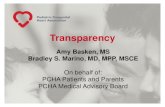 Transparency - Conquering CHD · Transparency Summit Fall/Winter 2015 Inclusion on Agendas at National Meetings Feb 2016 2nd PCHA Transparency Summit Feb 2016 US News modifies survey